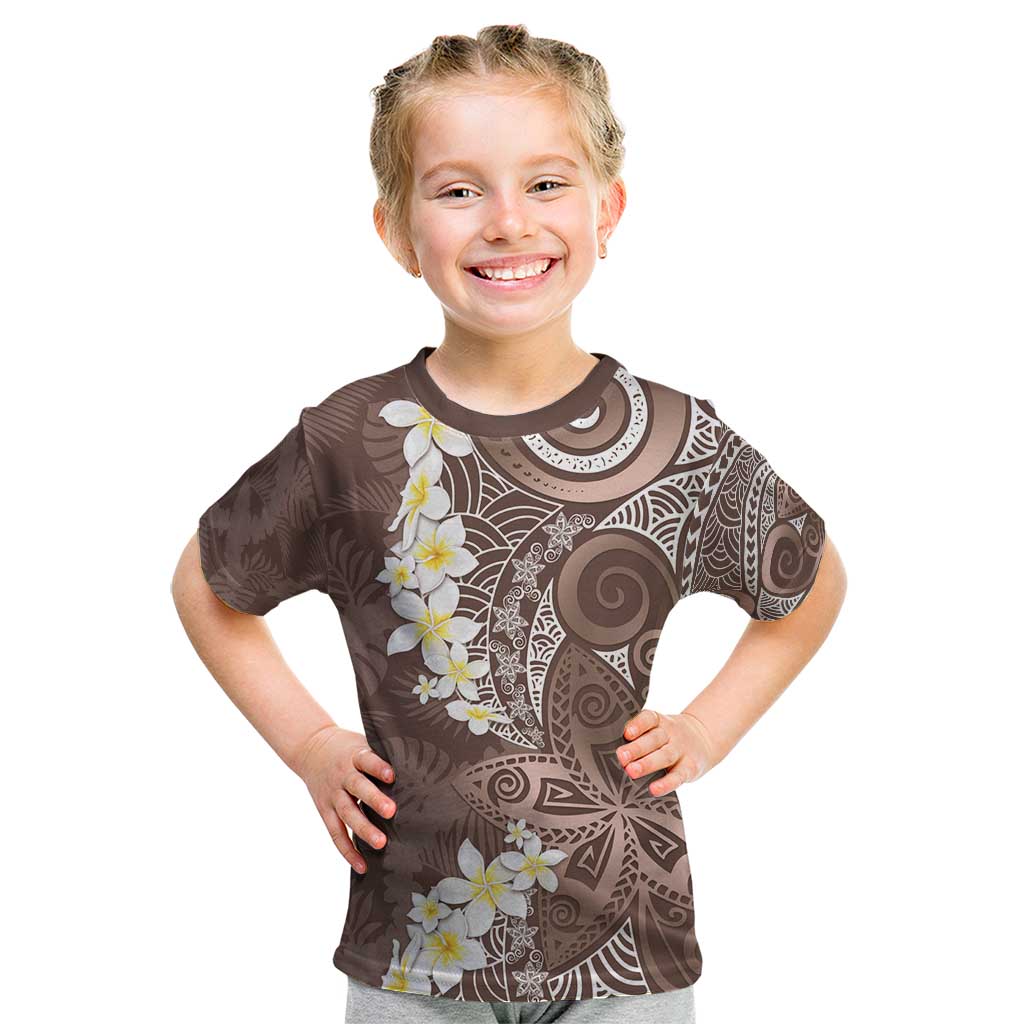 Mocha Mousse Polynesian Tribal Frangipani Tropical Vibe Kid T Shirt LT14 Mocha Mousse - Polynesian Pride
