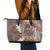 Mocha Mousse Polynesian Tribal Frangipani Tropical Vibe Leather Tote Bag