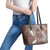 Mocha Mousse Polynesian Tribal Frangipani Tropical Vibe Leather Tote Bag