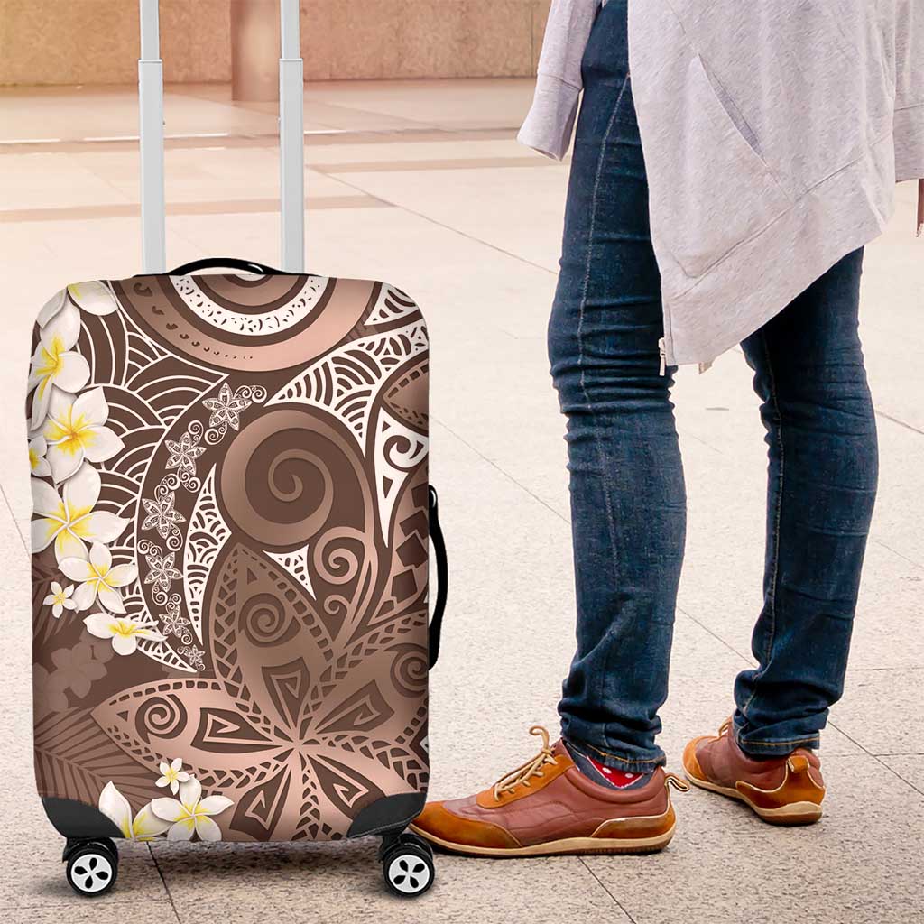 Mocha Mousse Polynesian Tribal Frangipani Tropical Vibe Luggage Cover LT14 Mocha Mousse - Polynesian Pride
