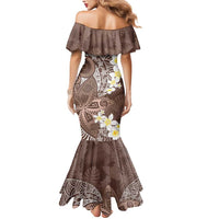 Mocha Mousse Polynesian Tribal Frangipani Tropical Vibe Mermaid Dress
