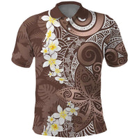 Mocha Mousse Polynesian Tribal Frangipani Tropical Vibe Polo Shirt