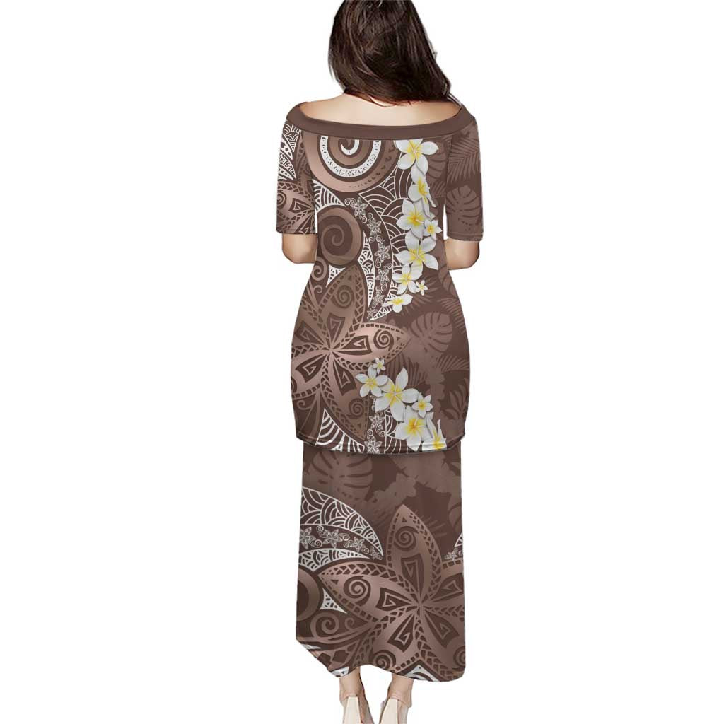 Mocha Mousse Polynesian Tribal Frangipani Tropical Vibe Puletasi