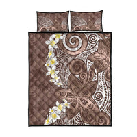 Mocha Mousse Polynesian Tribal Frangipani Tropical Vibe Quilt Bed Set