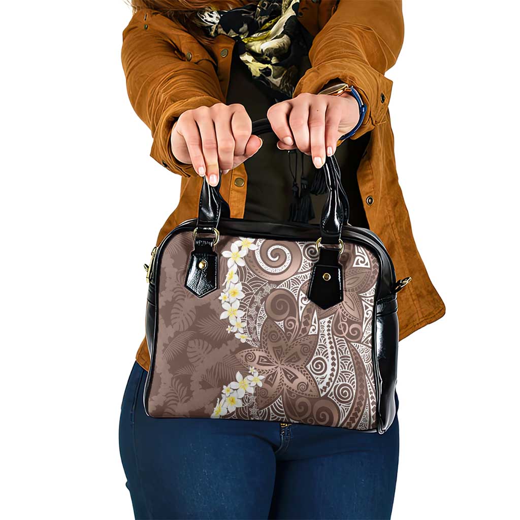 Mocha Mousse Polynesian Tribal Frangipani Tropical Vibe Shoulder Handbag LT14 One Size Mocha Mousse - Polynesian Pride