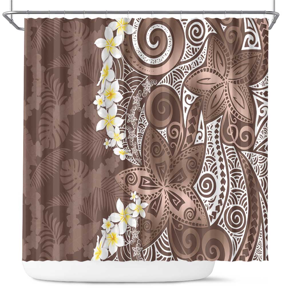 Mocha Mousse Polynesian Tribal Frangipani Tropical Vibe Shower Curtain LT14 Mocha Mousse - Polynesian Pride