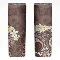 Mocha Mousse Polynesian Tribal Frangipani Tropical Vibe Skinny Tumbler