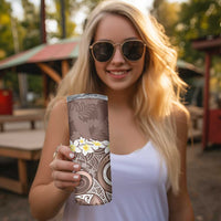 Mocha Mousse Polynesian Tribal Frangipani Tropical Vibe Skinny Tumbler