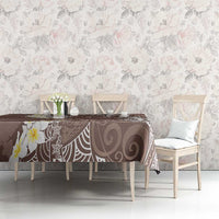 Mocha Mousse Polynesian Tribal Frangipani Tropical Vibe Tablecloth