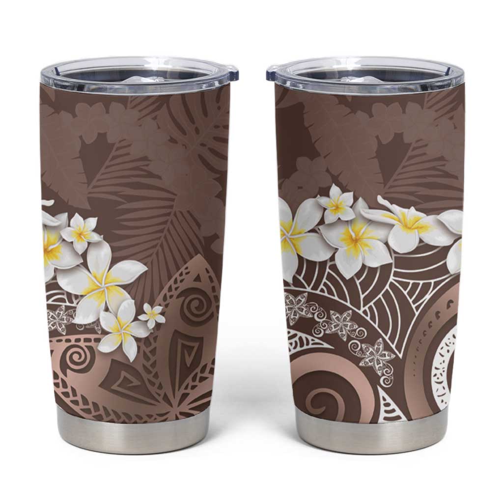 Mocha Mousse Polynesian Tribal Frangipani Tropical Vibe Tumbler Cup