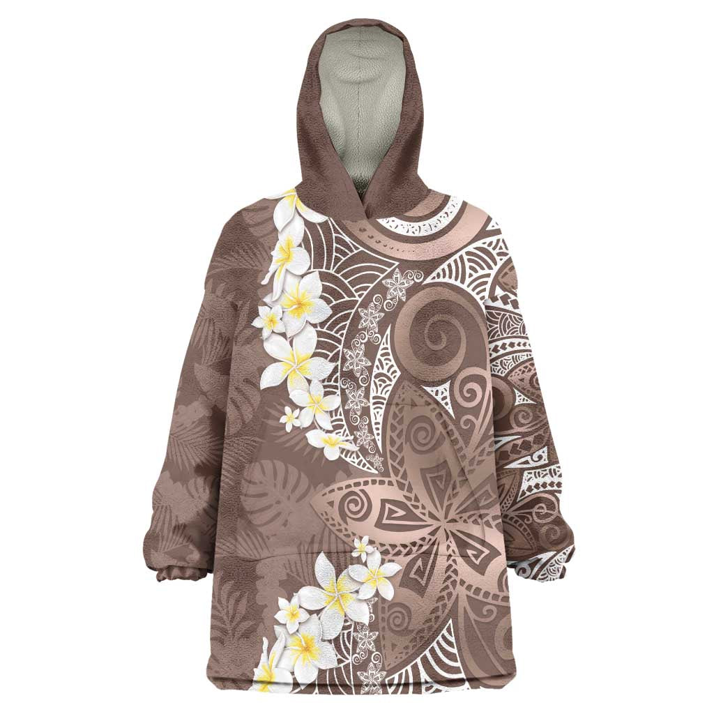 Mocha Mousse Polynesian Tribal Frangipani Tropical Vibe Wearable Blanket Hoodie LT14 One Size Mocha Mousse - Polynesian Pride