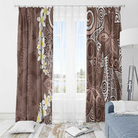 Mocha Mousse Polynesian Tribal Frangipani Tropical Vibe Window Curtain