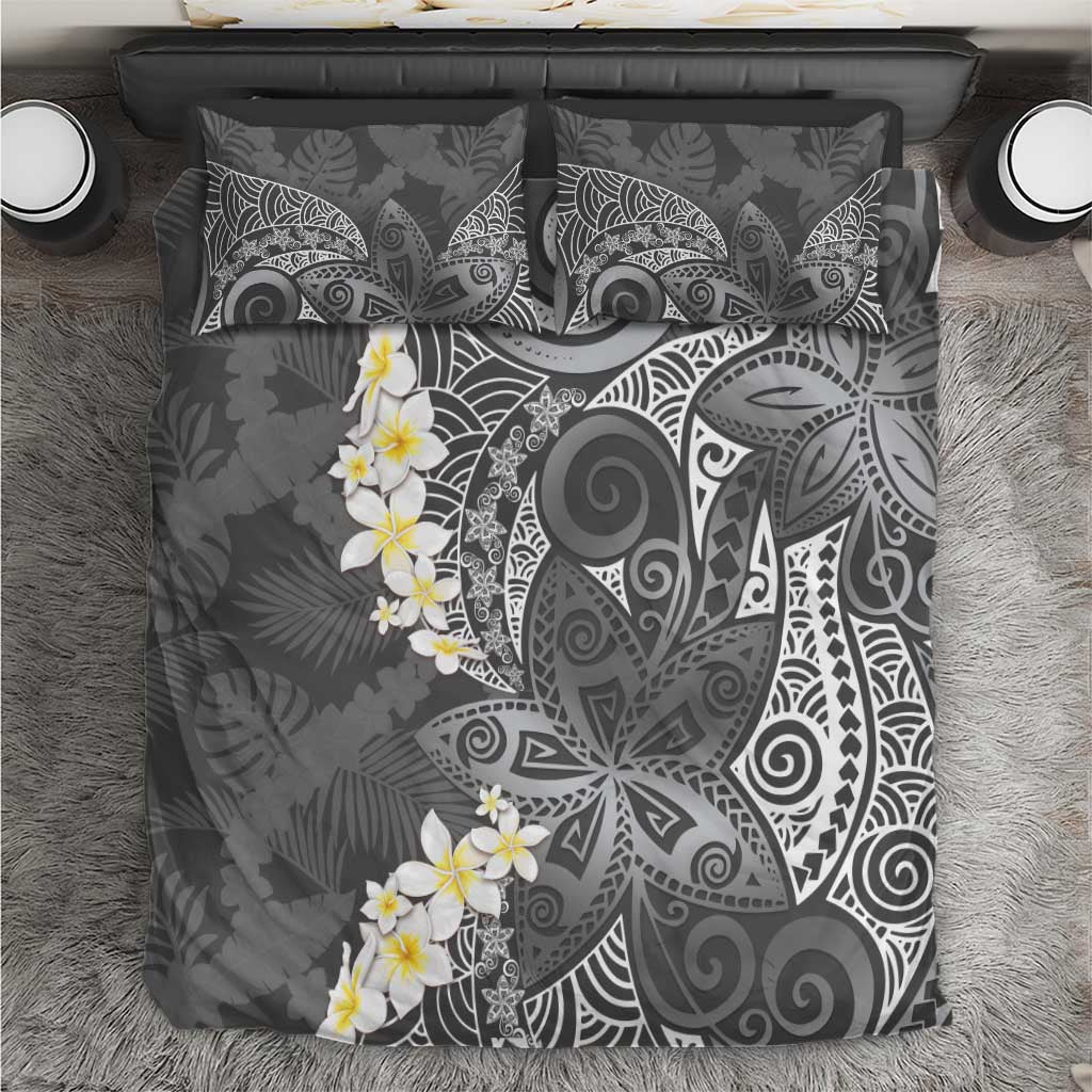 Gray Polynesian Tribal Frangipani Tropical Vibe Bedding Set LT14 Gray - Polynesian Pride