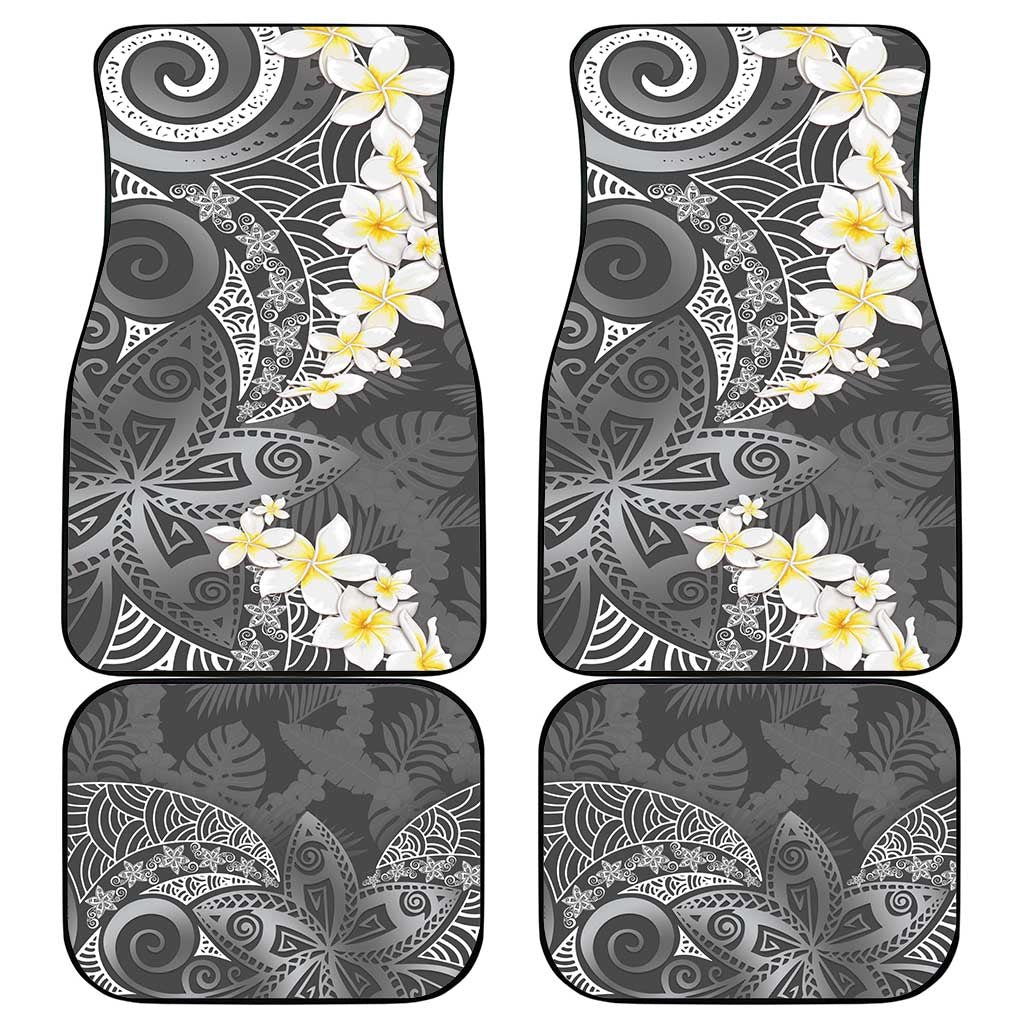Gray Polynesian Tribal Frangipani Tropical Vibe Car Mats