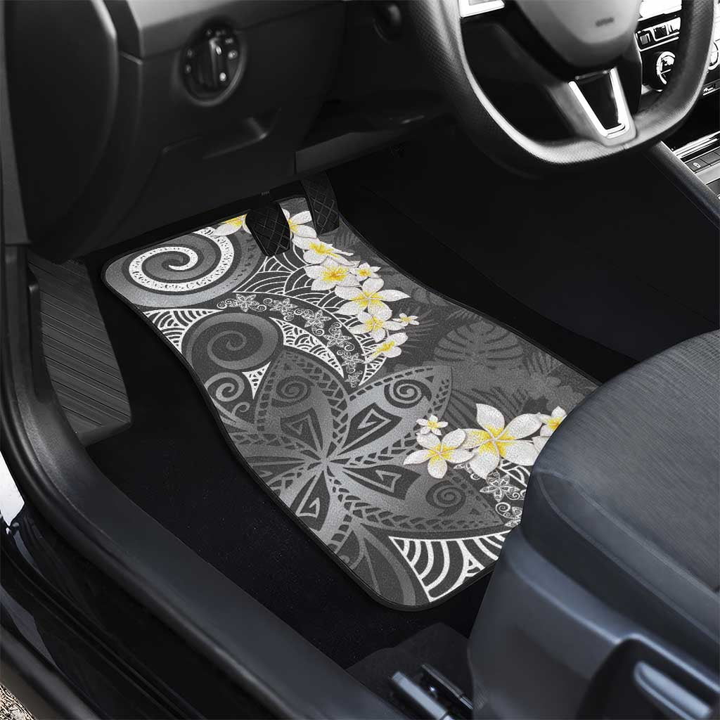 Gray Polynesian Tribal Frangipani Tropical Vibe Car Mats