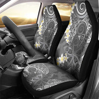 Gray Polynesian Tribal Frangipani Tropical Vibe Car Seat Cover