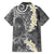 Gray Polynesian Tribal Frangipani Tropical Vibe Family Matching Summer Maxi Dress and Hawaiian Shirt