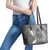 Gray Polynesian Tribal Frangipani Tropical Vibe Leather Tote Bag