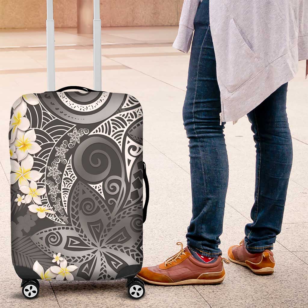 Gray Polynesian Tribal Frangipani Tropical Vibe Luggage Cover LT14 Gray - Polynesian Pride