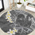 Gray Polynesian Tribal Frangipani Tropical Vibe Round Carpet
