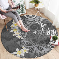 Gray Polynesian Tribal Frangipani Tropical Vibe Round Carpet LT14 - Polynesian Pride