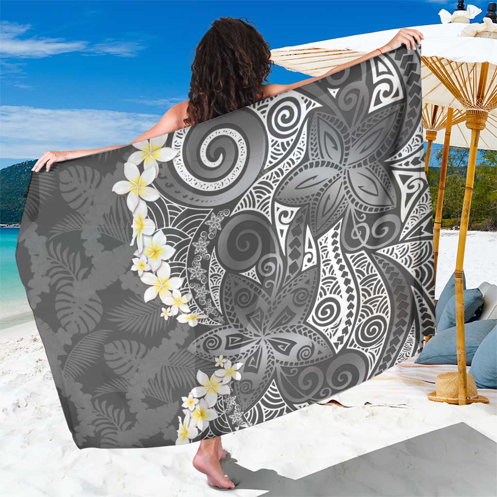 Gray Polynesian Tribal Frangipani Tropical Vibe Sarong LT14 One Size 44 x 66 inches Gray - Polynesian Pride
