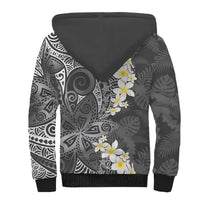 Gray Polynesian Tribal Frangipani Tropical Vibe Sherpa Hoodie