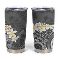 Gray Polynesian Tribal Frangipani Tropical Vibe Tumbler Cup
