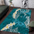 Cyan Polynesian Tribal Frangipani Tropical Vibe Area Rug