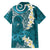 Cyan Polynesian Tribal Frangipani Tropical Vibe Hawaiian Shirt