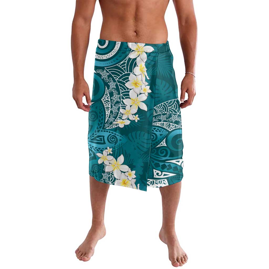 Cyan Polynesian Tribal Frangipani Tropical Vibe Lavalava