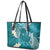 Cyan Polynesian Tribal Frangipani Tropical Vibe Leather Tote Bag