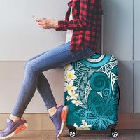 Cyan Polynesian Tribal Frangipani Tropical Vibe Luggage Cover