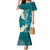 Cyan Polynesian Tribal Frangipani Tropical Vibe Mermaid Dress