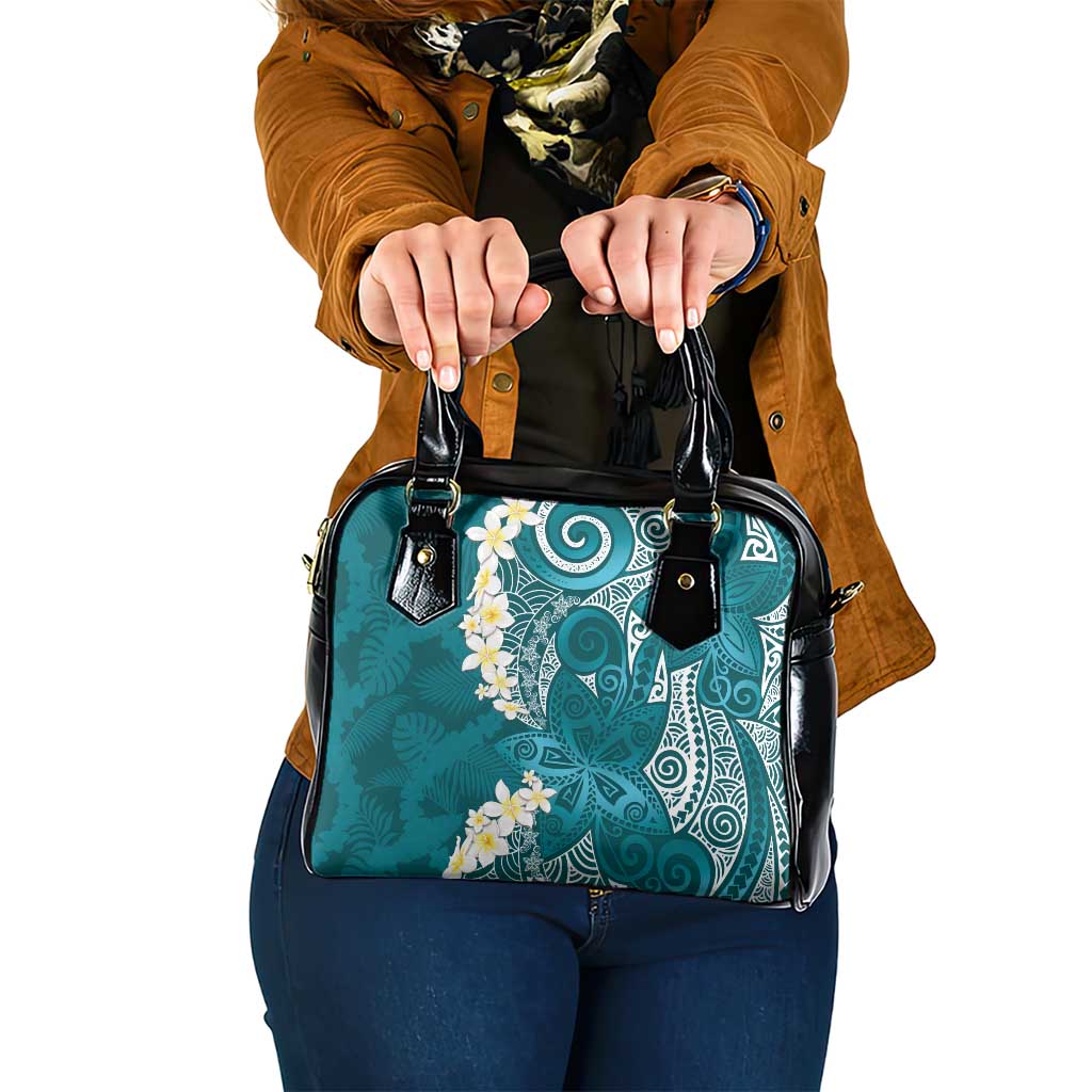 Cyan Polynesian Tribal Frangipani Tropical Vibe Shoulder Handbag LT14 One Size Cyan - Polynesian Pride