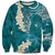 Cyan Polynesian Tribal Frangipani Tropical Vibe Sweatshirt
