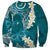 Cyan Polynesian Tribal Frangipani Tropical Vibe Sweatshirt
