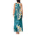 Cyan Polynesian Tribal Frangipani Tropical Vibe Tank Maxi Dress