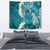 Cyan Polynesian Tribal Frangipani Tropical Vibe Tapestry