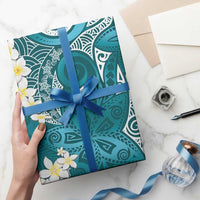 Cyan Polynesian Tribal Frangipani Tropical Vibe Wrapping Paper - Polynesian Pride