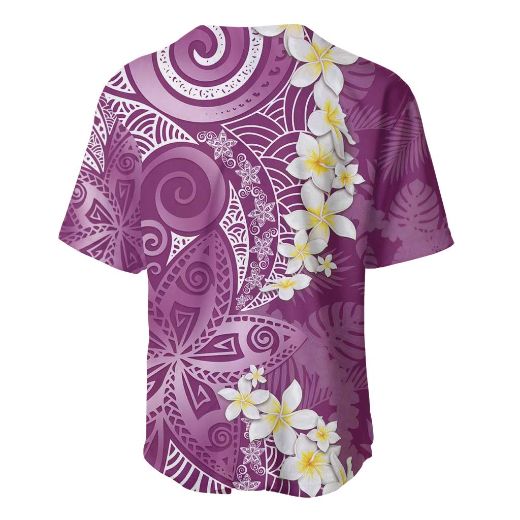 Pink Polynesian Tribal Frangipani Tropical Vibe Baseball Jersey