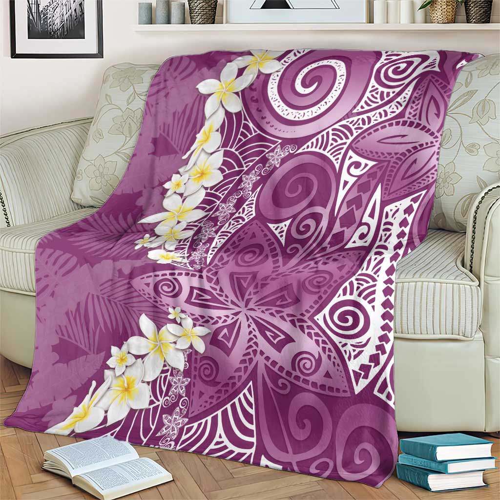 Pink Polynesian Tribal Frangipani Tropical Vibe Blanket