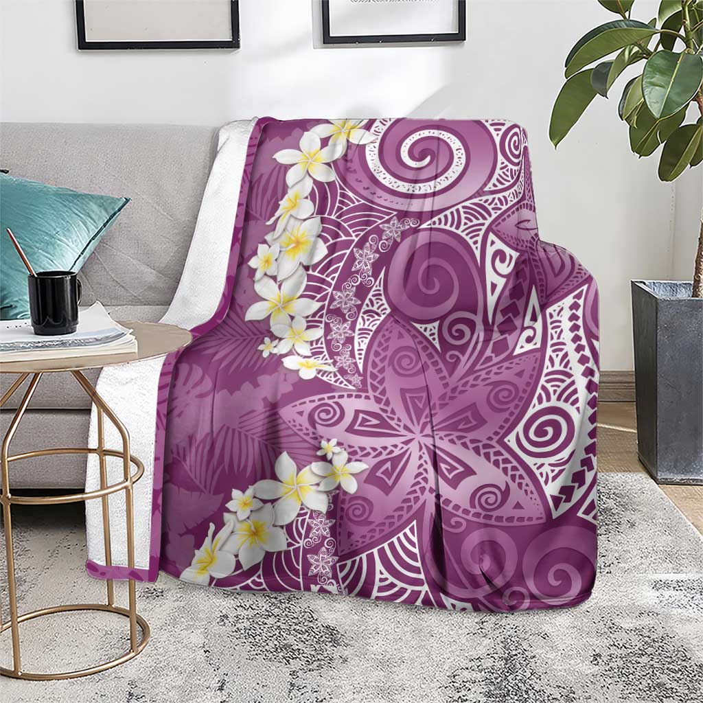 Pink Polynesian Tribal Frangipani Tropical Vibe Blanket