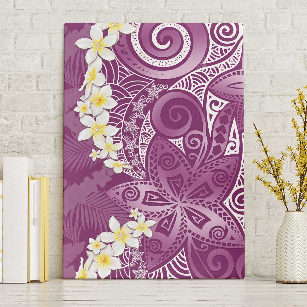 Pink Polynesian Tribal Frangipani Tropical Vibe Canvas Wall Art