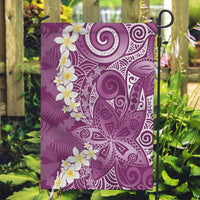 Pink Polynesian Tribal Frangipani Tropical Vibe Garden Flag