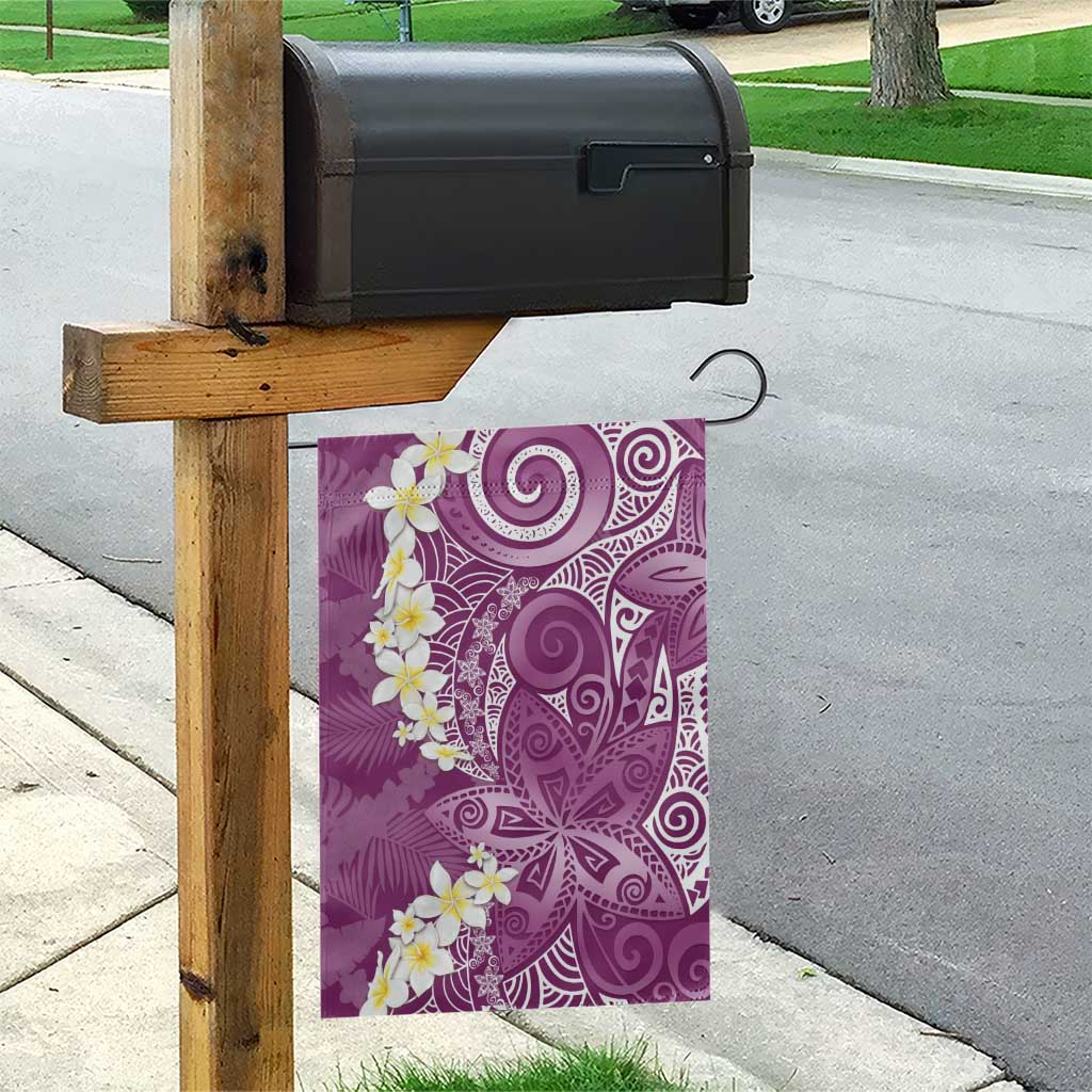 Pink Polynesian Tribal Frangipani Tropical Vibe Garden Flag