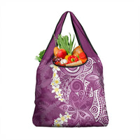 Pink Polynesian Tribal Frangipani Tropical Vibe Grocery Bag