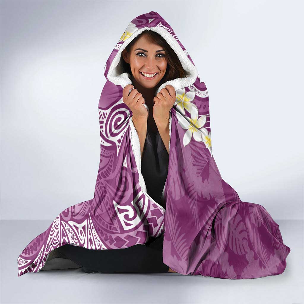 Pink Polynesian Tribal Frangipani Tropical Vibe Hooded Blanket