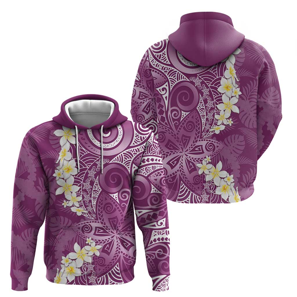 Pink Polynesian Tribal Frangipani Tropical Vibe Hoodie