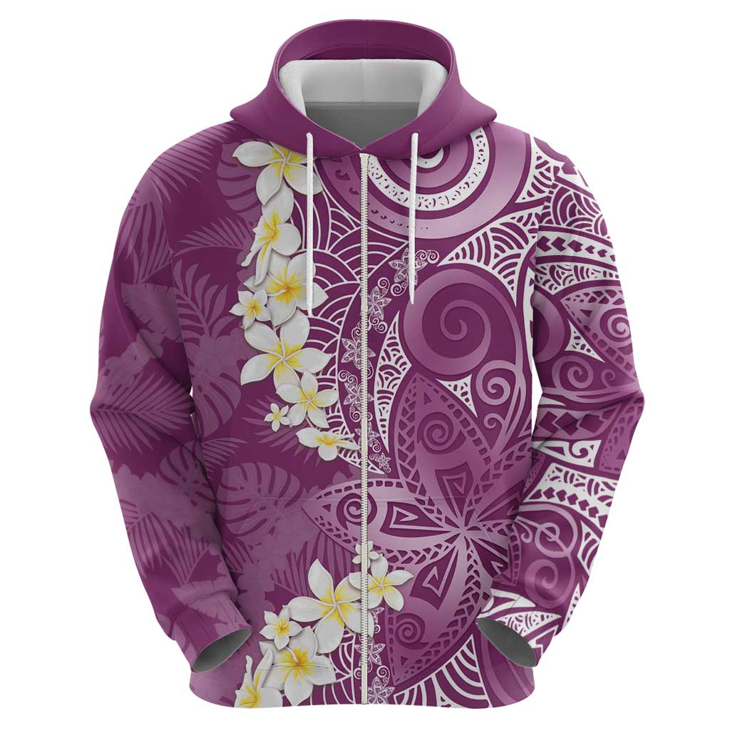 Pink Polynesian Tribal Frangipani Tropical Vibe Hoodie